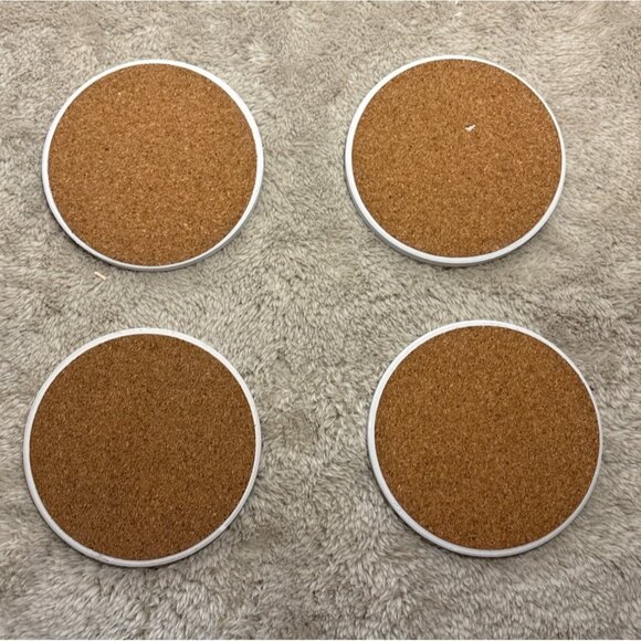 Cat Themed Coasters Ceramic Set Of 4 Round With Watercolor Design - Picture 6 of 8